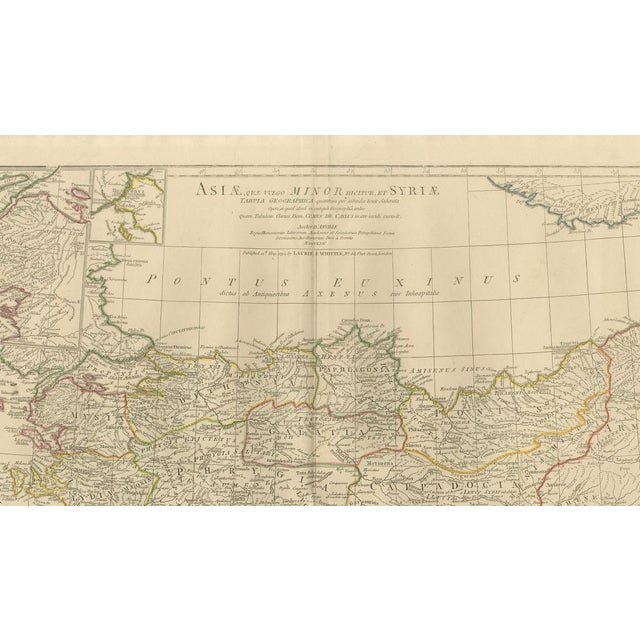Elegant antique map depicting Asia Minor and the Eastern Mediterranean, covering Anatolia (modern Turkey), the Aegean...