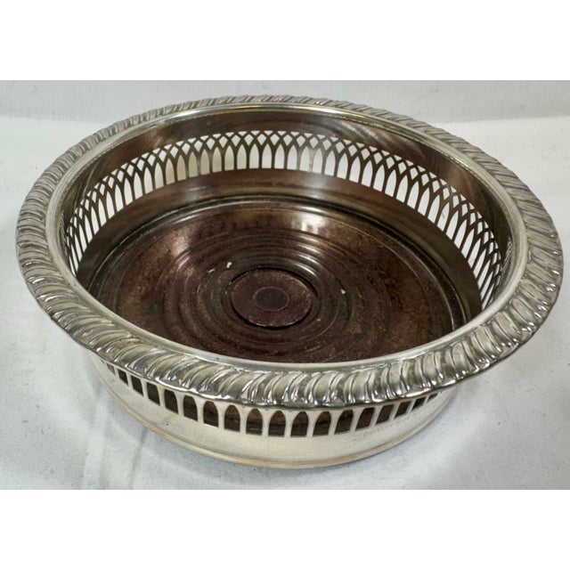 Cavalier Vintage Cavalier Silver Plate Wine Coaster With Wooden Bottom From England - Circa 1940 For Sale - Image 4 of 10