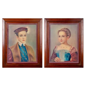 1940s Portraits of French Nobility, Lithographs After François Clouet - a Pair