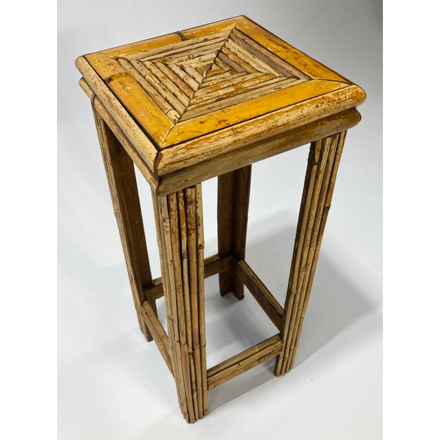 Vintage Pencil Reed Side Table, Plant Stand or Pedestal | Chairish