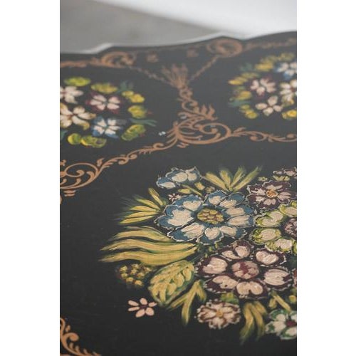Antique English Hand-Painted Floral Tilt-Top Table, Late 19th Century. For Sale - Image 10 of 18