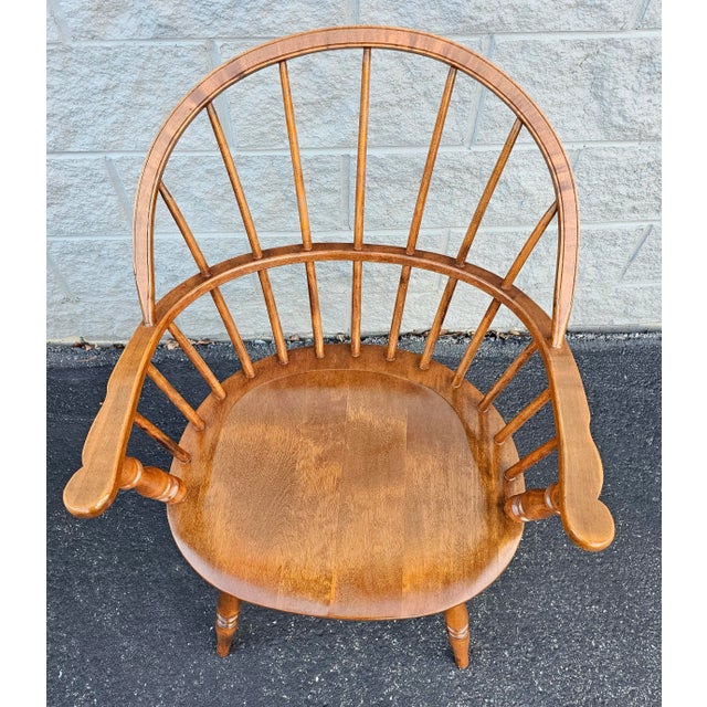 Wood Set of Four Amish Handcrafted Maple Hoop Back Windsor Armchairs For Sale - Image 7 of 10