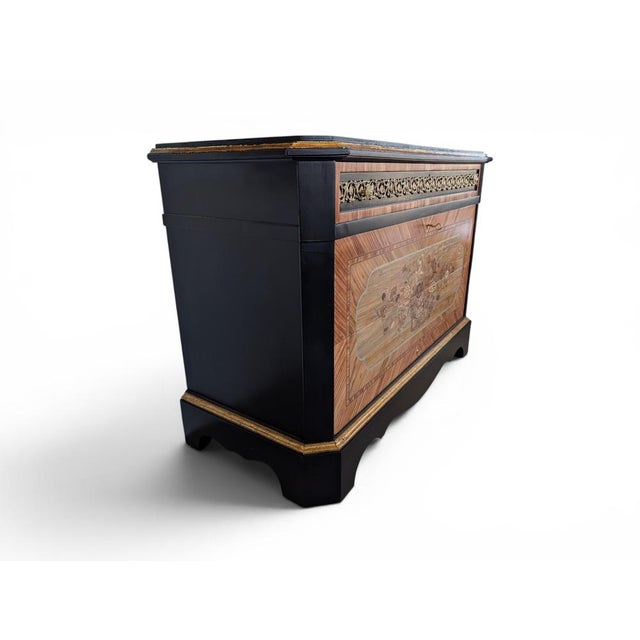 Vintage Chest of Drawers with Blockboard and Brass Inlays, 1950s For Sale - Image 5 of 14