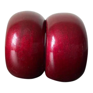 Vintage Red Burgundy Lacquer Napkin Rings, Ring Holders- Set of 2