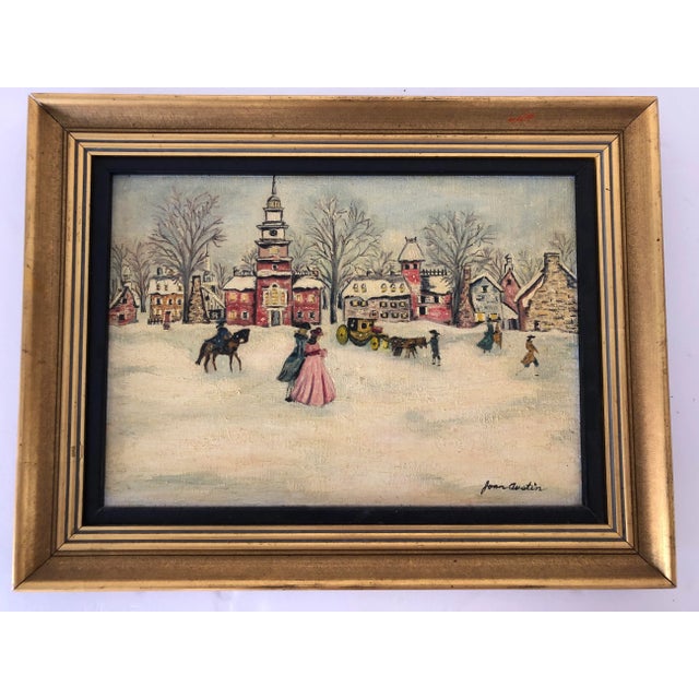 1970s Winter Scene Painting 14x18 Frame Size Signed For Sale - Image 5 of 5