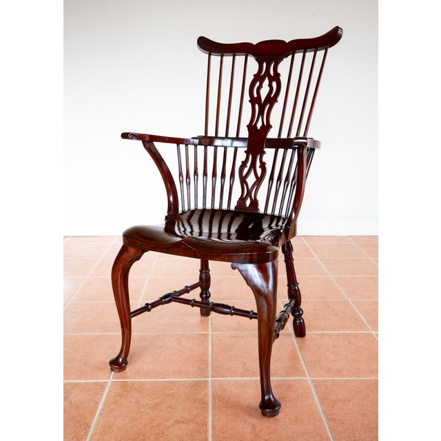 Antique Georgian Revival Victorian Windsor Chair Thames Valley in Mahogany, 1890 For Sale - Image 13 of 18