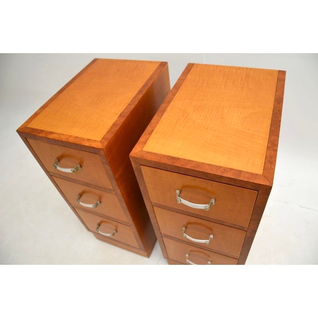 Wood Art Deco Satinwood and Walnut Bedside Chests, 1930, Set of 2 For Sale - Image 7 of 10
