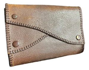 1970s Vintage 1970s Brown Leather Envelope Clutch With Whipstitch Trim
