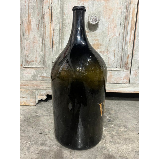 Large Antique French Hand Blown and Painted Wine Bottle, Normandy, Circa 1880s For Sale In Dallas - Image 6 of 9