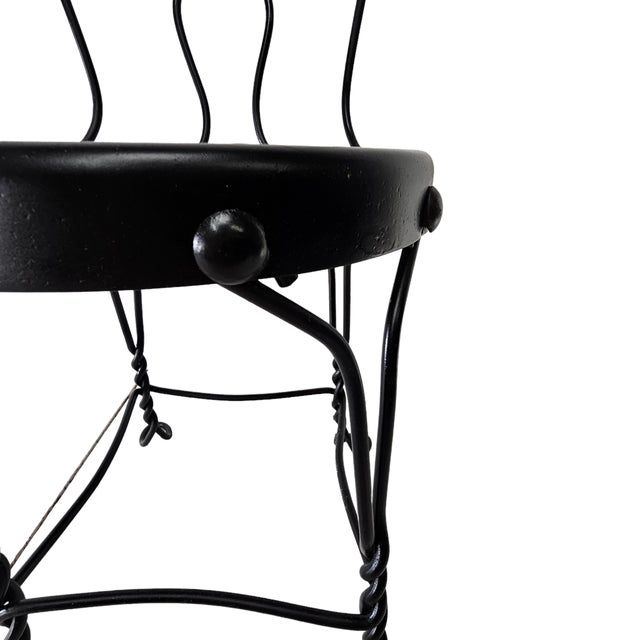 Black Circa 1910 American Victorian Child's Twisted Wire Chair With Original Wood Seat For Sale - Image 8 of 11