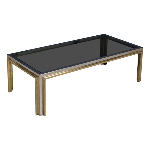 Brass, Chrome and Glass Coffee Table from Belgo Chrom, Belgium, 1970s For Sale