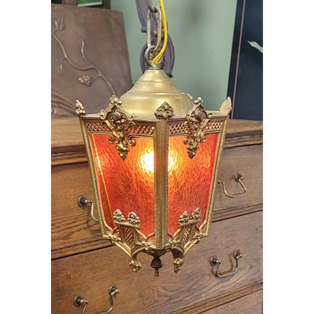 Petite 1920s Hanging Lantern Chandelier For Sale In Philadelphia - Image 6 of 10