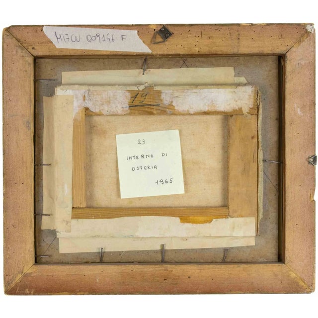 Modern Sirio Pellegrini, In the Tavern, Oil on Canvas, 1969 For Sale - Image 3 of 5