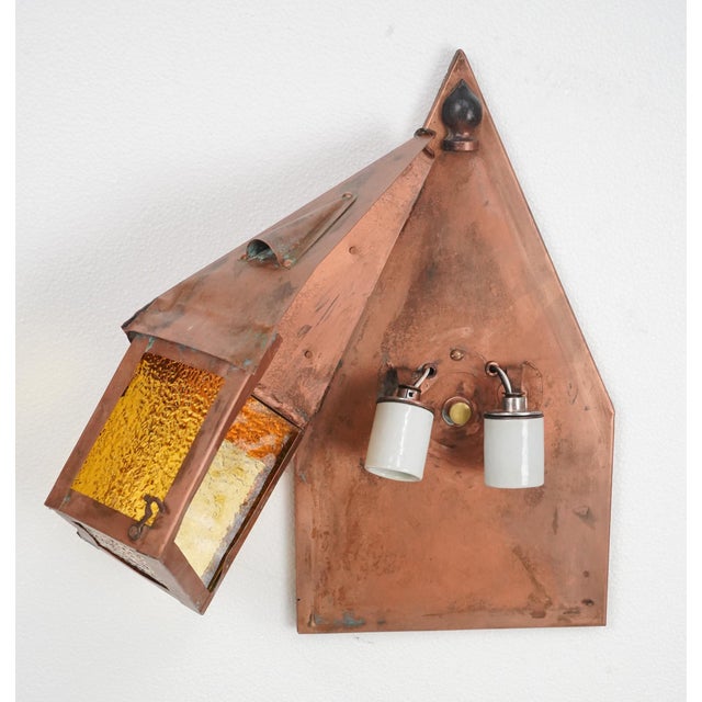 Metal Mid 20th Century Restored Arts & Crafts Copper Wall Sconces - a Pair For Sale - Image 7 of 8