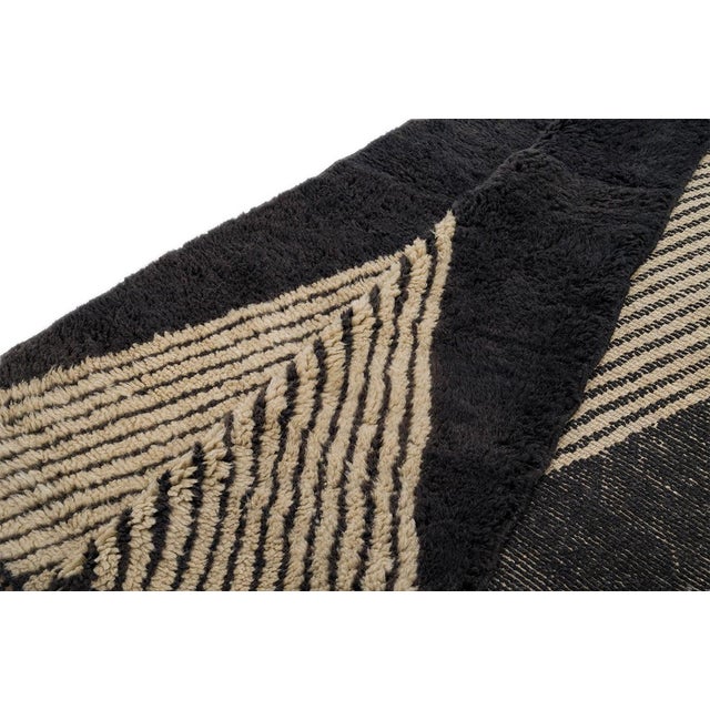 Textile Bold X-Design Hand-Knotted Moroccan Wool Rug | 13'5" X 10'0" | One of a Kind For Sale - Image 7 of 9