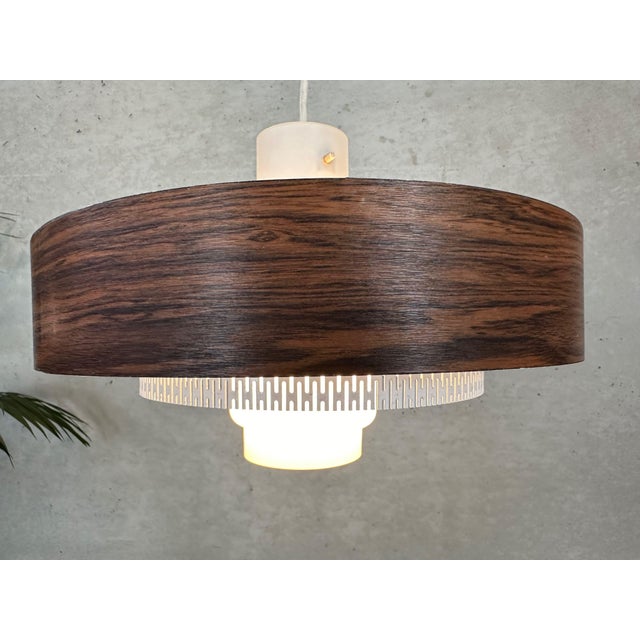 Vintage Pendant Lamp in Metal and Opaline, 1970s For Sale - Image 4 of 11