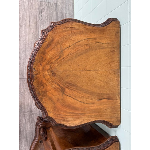 Wood Walnut Bedside Tables, 1930s, Set of 2 For Sale - Image 7 of 18