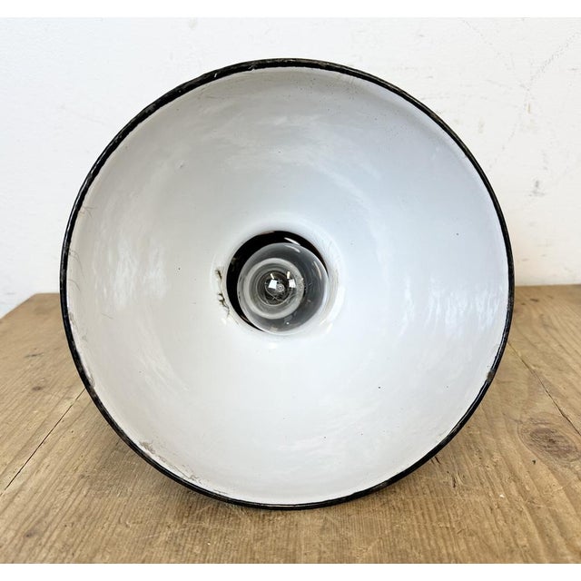Industrial Italian Black Enamel Factory Lamp with Iron Top, 1950s For Sale - Image 16 of 18