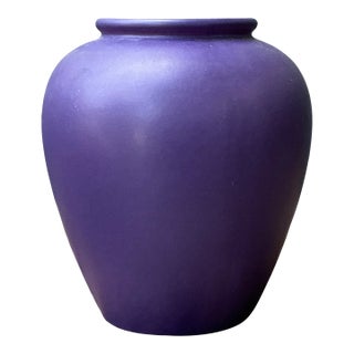 Vintage West German Handcrafted Purple Ceramic Vessel For Sale
