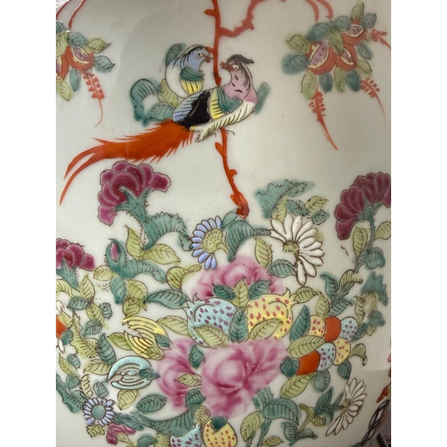 Rose Medallion Style Porcelain Ginger Jar Table Lamp, Vintage For Sale - Image 10 of 12