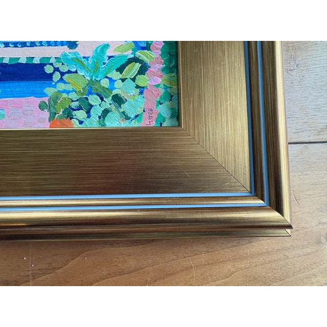 2020s 2024 Uk “Moroccan Gardens” Original Painting by Laura Gee in New Closed Corner Gold Plein Air For Sale - Image 5 of 8