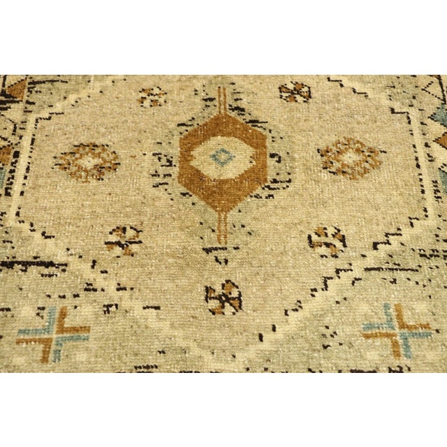 Mid 20th Century Vintage Turkish Oushak Runner 03'09 X 11'11 For Sale - Image 4 of 10