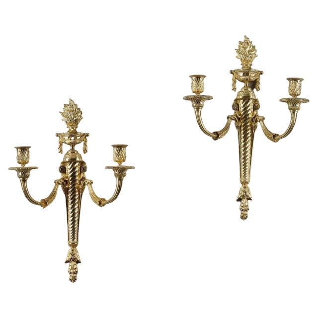 Vintage Golden Candelholder Sconces, Set of 2 For Sale