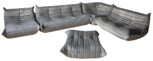 Grey Velvet Togo Living Room Set by Michel Ducaroy for Ligne Roset, Set of 5