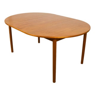 Mid-Century Teak Round Oval Extendable Dining Table For Sale
