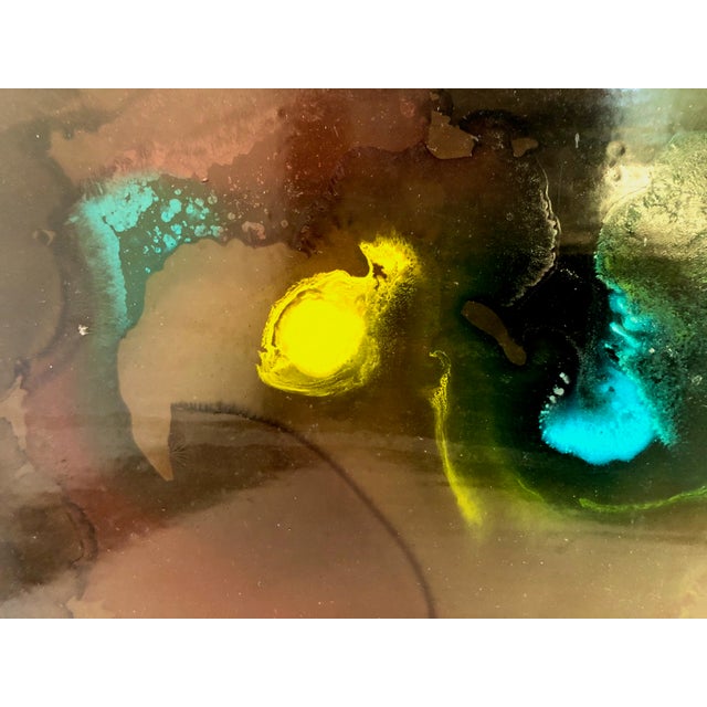 Abstract Abstract in Amber and Black, by Malaysian-American Artist Lemmy (1940-1987) For Sale - Image 3 of 9