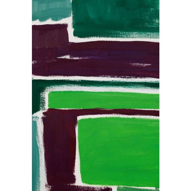 Green "Squares / Green Purple" Large Abstract Painting by Simon Findlay - Set of 2 For Sale - Image 8 of 15