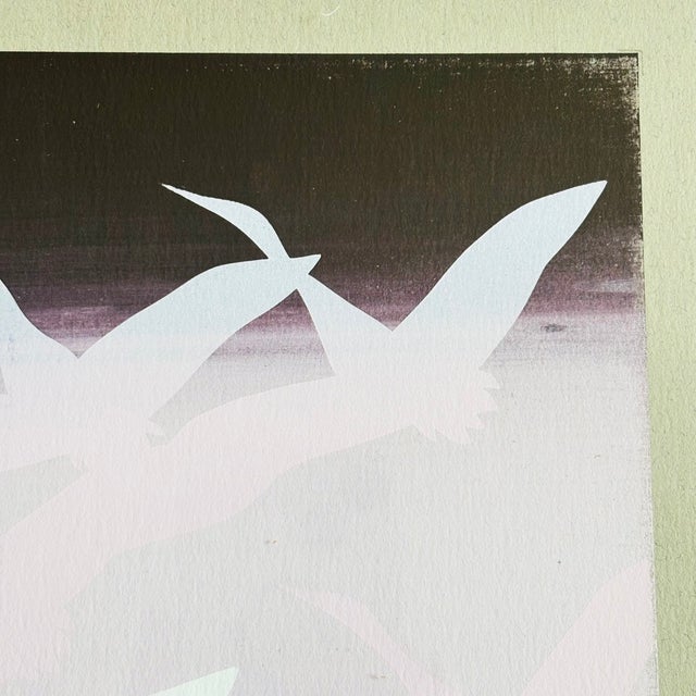 Metal Pink Cranes Original Serigraph For Sale - Image 7 of 11
