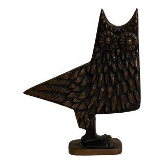 1960s Modernist Bronze Owl Sculpture For Sale