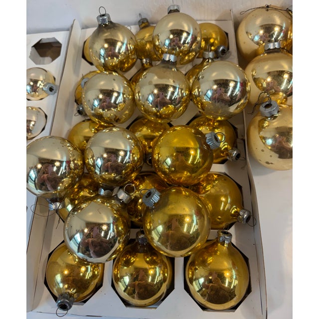 48 Gold Glass Holiday Balls For Sale - Image 4 of 6