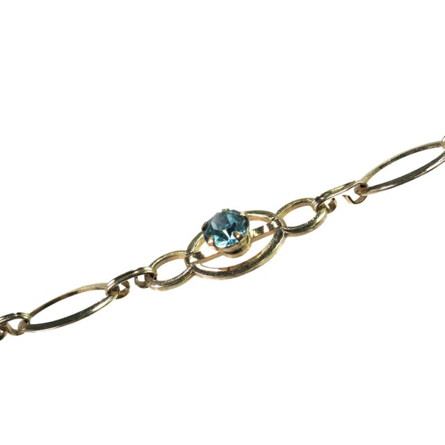 Vintage Designer Gold Sterling Aquamarine Bracelet 1940s For Sale In Orlando - Image 6 of 7