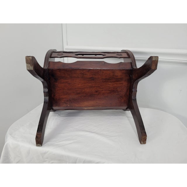Vintage Canterbury Cherry Wood Magazine Rack For Sale - Image 4 of 11