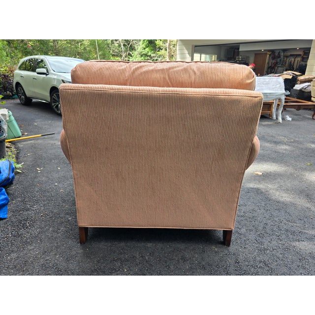 Contemporary Ethan Allen Transitional Style Fully Upholstered Arm Chair With Matching Ottoman For Sale - Image 3 of 7