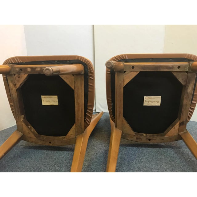Mid-Century Modern William A. Berkey for John Widdicomb Walnut Side Chairs With Faux Leather Seats - A Pair For Sale - Image 9 of 12