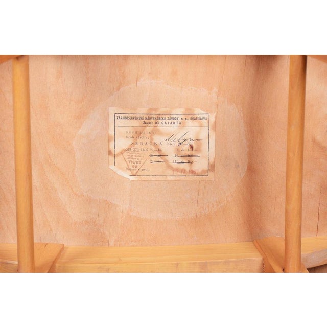 Wood Mid-Century Stool in Upholstery and Beech, Slovakia, 1960s For Sale - Image 7 of 9
