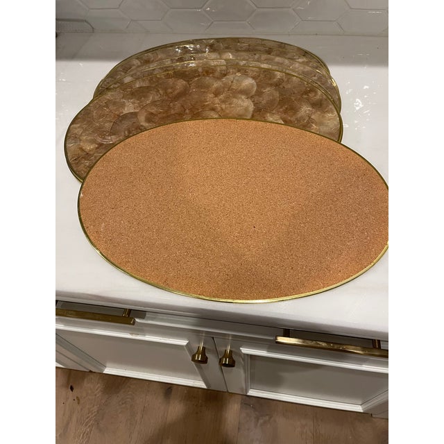 Mid-Century Modern 1970s Capiz Champagne Oval Placemats - Set of 12 For Sale - Image 3 of 3