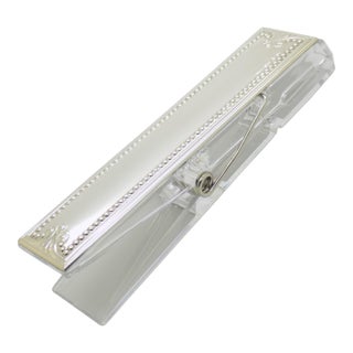 Vintage Italian Handmade Genuine Sterling Silver 925 & Plexiglass Laminated Desk Binder Clip For Sale