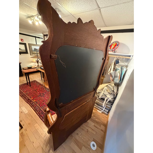 1910s Large Antique Victorian Oak Hall Tree With Storage For Sale - Image 5 of 12