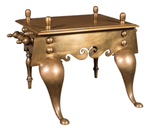 Heavy Antique Footman, English Brass, Inglenook Fireplace Warmer, Steps, Regency