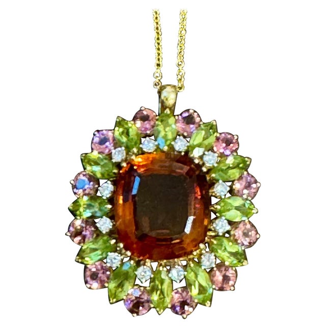 Estate Buccellati GIA Certified Orange Citrine, Diamond Pin/Pendant 18KG 21.8gm For Sale - Image 15 of 18