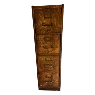 Antique Macey 4 Drawer Tiger Oak Filing Cabinet For Sale