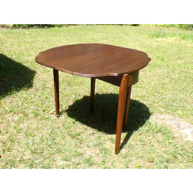 Brown Antique Federal Style Inlaid Mahogany Game Card Table Demilune Console Table For Sale - Image 8 of 13