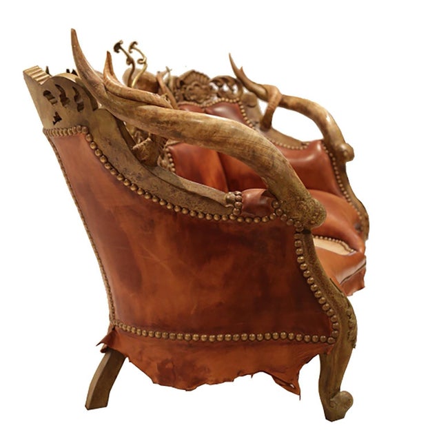 Dunhill 1990 Michel Haillard, Dunhill, Paris France, Materials & Techniques Leather, Horn, Bronze, Modern, Tan, 1 Piece, Item Is Unmarked. For Sale - Image 4 of 9