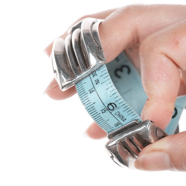 Silver 6.25" Mark Chee (1914-1981) Navajo silver cuff bracelet with turquoise For Sale - Image 8 of 11