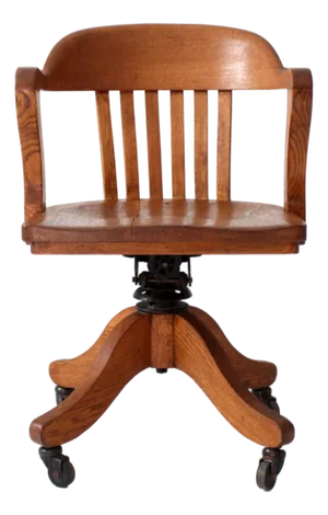 Antique Gunlock Banker's Swivel Desk Chair