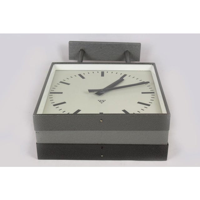 Industrial Large Double-Sided Railway Clock from Pragotron, 1980s For Sale - Image 3 of 18